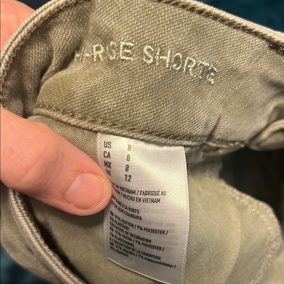 American Eagle Outfitters GREEN Hi-Rise Shortie Denim Shorts size 8 - Picture 4 of 12